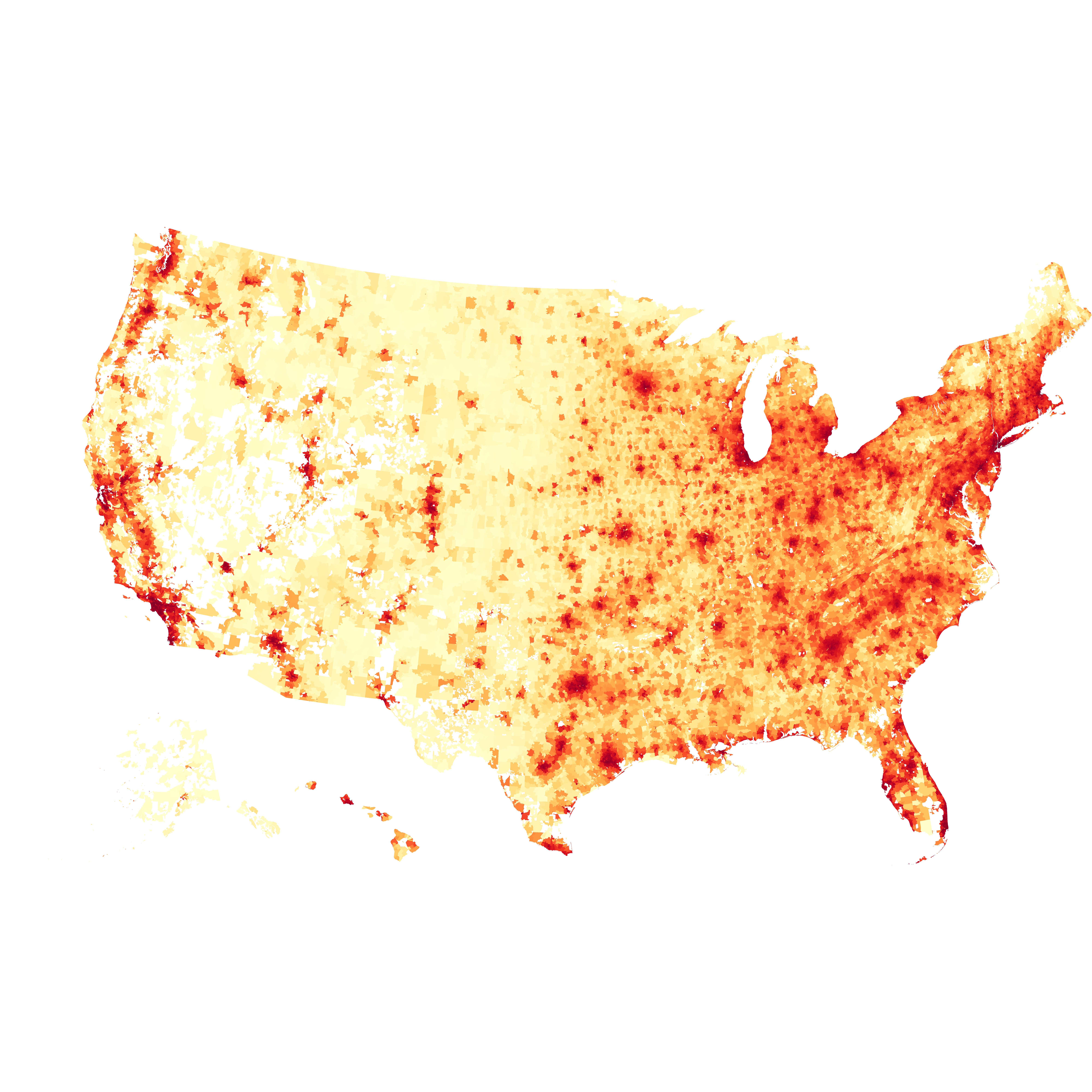 Choropleth for population density by zip