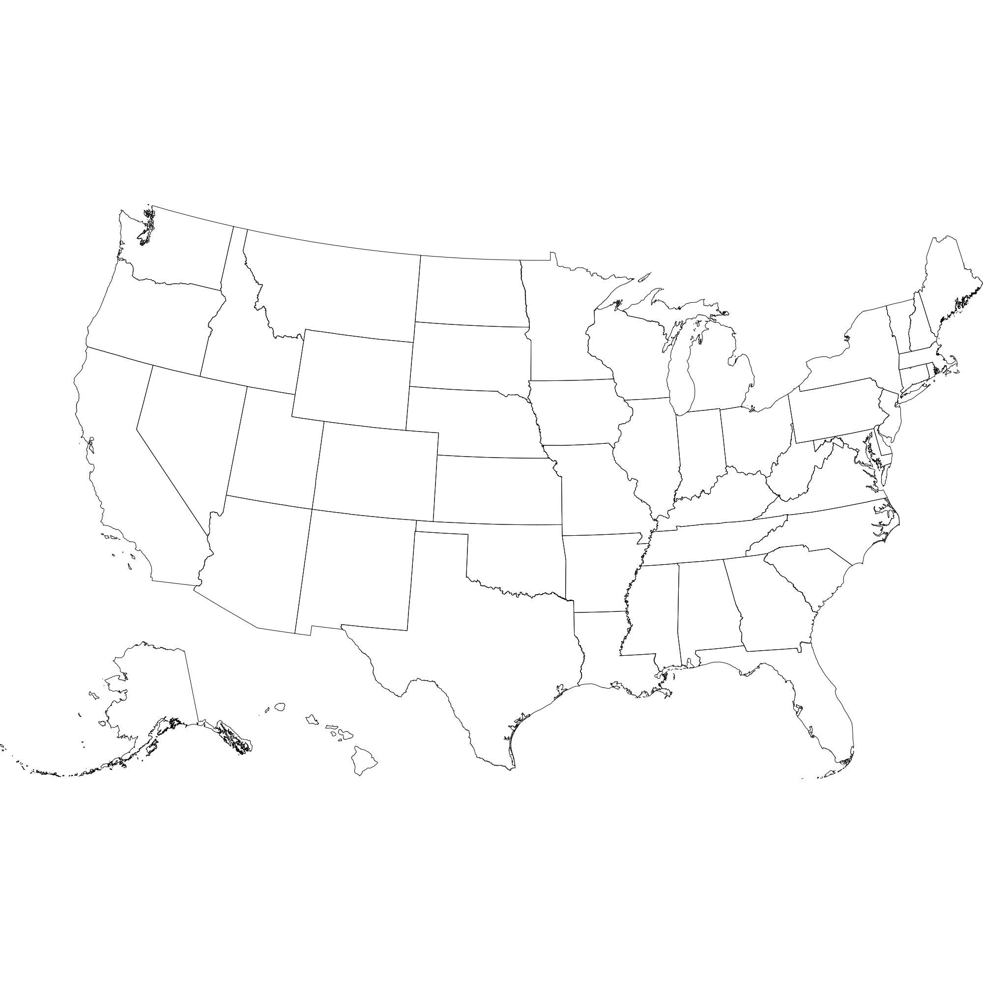 Basic Political Map with black borders separating zip codes